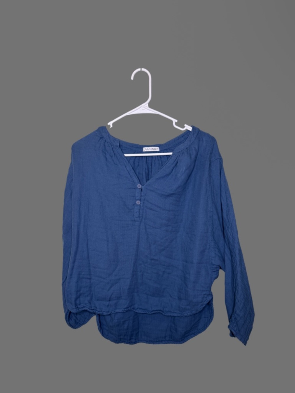 Free People Casual Blue Long-Sleeve cotton Gauze Top